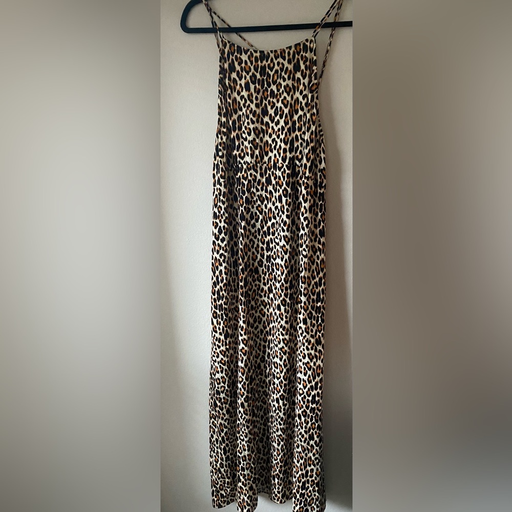 NWT ANTHROPOLOGIE LEOPARD PRINT MAXI DRESS SIZE L